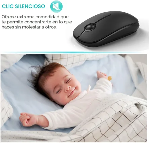 Vista 6 de VssoPlor - Mouse inalámbrico 2.4 G, delgado y portátil con nanorreceptor, para PC, laptop, computadora, negro