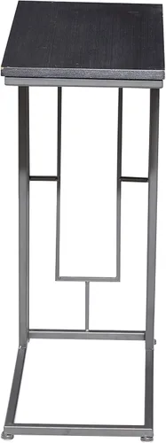 Vista 10 de Deco 79 Mesa auxiliar de metal en forma de C con base de metal negro, mesa auxiliar de 19 x 10 x 26 pulgadas, color negro