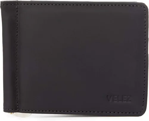 Vista 3 de VELEZ Mochila unisex de cuero de grano completo + cartera plegable con clip para dinero, Velez Mochila unisex de cuero + cartera plegable negra