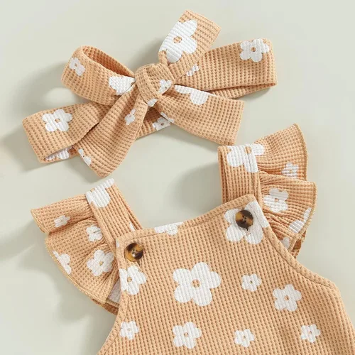 Vista 2 de Engofs Boho Rainbow Baby Girl Ropa recién nacida con volantes sin mangas con diadema