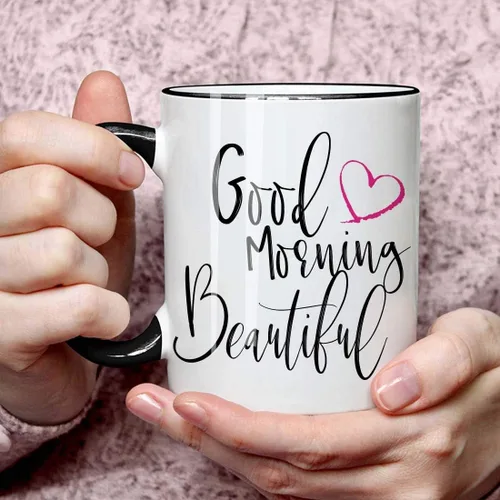 Vista 6 de Bonita taza de aniversario de boda con texto en inglés "Good Morning Good Morning" para mujer, regalo de cumpleaños novedoso para esposa, novia