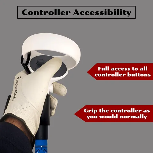 Vista 5 de GazeVR VR Golf Club Handle Attachment for Oculus Quest 2 Pro Grip Right Left Controllers