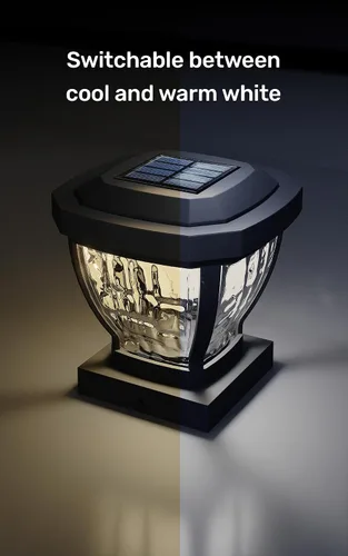 Vista 7 de Home Zone Living 2PK luces solares para tapa de poste, vidrio decorativo Negro