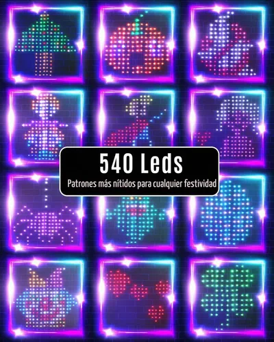 Vista 4 de 540 LED Luces de cortina dinámicas, luces de ventana de Navidad DIY con control remoto y aplicación inteligente, luces de cadena de cortina LED