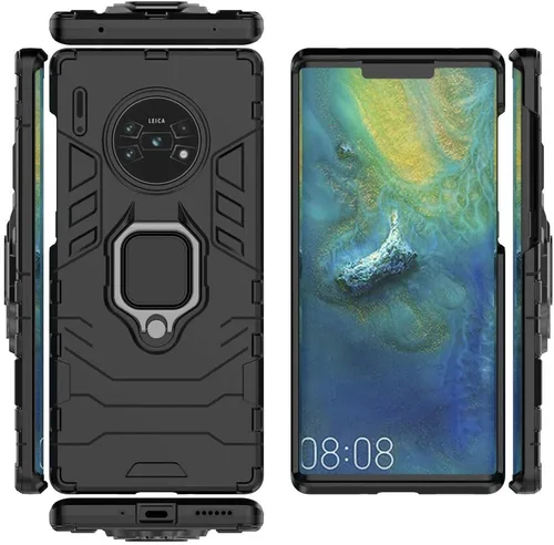 Vista 4 de Compatible con Huawei Mate 30 Pro, funda Huawei Mate30 Pro 5G, soporte de anillo de metal, parachoques duro a prueba de golpes