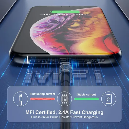 Vista 3 de Paquete de 3 cargadores de Apple para iPhone 12 y 11 de 10 pies, [certificado Apple MFi], cable de carga Lightning a USB de 10 pies, cable de carga