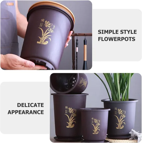 Vista 3 de 3sets Orchid Flower Pots Tray Deep Breathable for Indoor Plants for Home Decor and Gardening