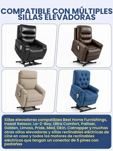 Vista 4 de Tranquil Ease 11560UX y 11560 - Silla elevadora de 5 pines, ajuste remoto para asiento interior, mejores sillas elevadoras para muebles del hogar