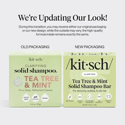 Vista 2 de Kitsch Tea Tree & Mint Clarifying Shampoo and Shave Bar, Champú anticaspa para hombres y mujeres, sin plástico, sin sulfato. Champú para el cabello