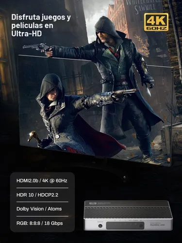 Vista 4 de Interruptor HDMI 4K @60Hz, divisor HDMI 3 en 1 salida, conmutador HDMI con control remoto, concentrador de caja de interruptor HDMI 2.0 de aluminio