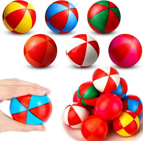 Vista 12 de Jerify - 24 mini bolas de estrés para playa de 2.5 pulgadas, espuma de arcoíris, recuerdos de fiesta Soft PU Foam Stress Relief, Colorful Toys for