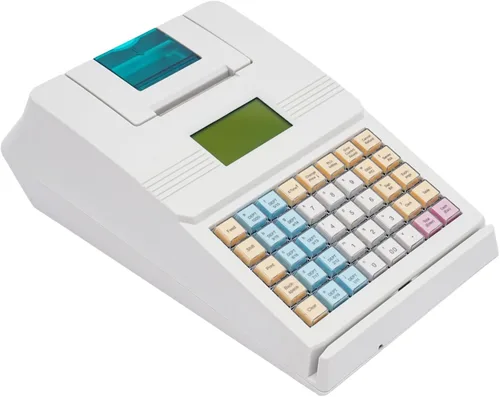 Vista 4 de Caja registradora electrónica de 40 teclas con cajón de efectivo, compatible con sistema antirrobo, múltiples funciones, cajas registradoras