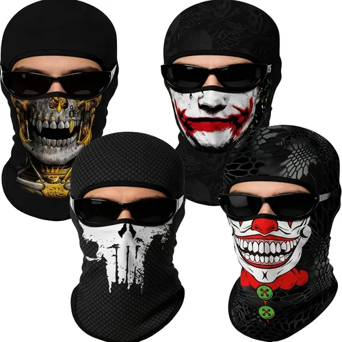 Vista 56 de Pasamontañas 3D, máscara de cara completa, resistente al viento, máscara de esquí con calavera táctica para motocicleta, ciclismo, Halloween