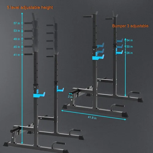 Vista 4 de JX FITNESS Estante para sentadillas, estante de barra, estante de prensa de banco push up multifunción levantamiento de pesas gimnasio/gimnasio