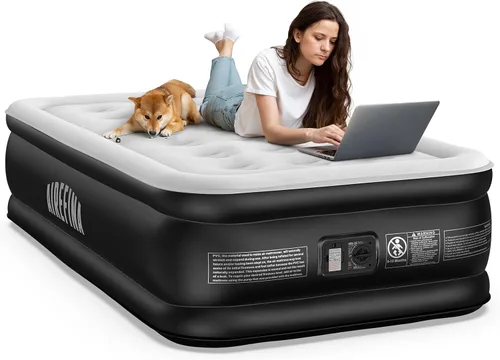 Vista 9 de Airefina Colchón de aire Queen con bomba incorporada, colchón inflable elevado cómodo con bolsa de transporte, cama de aire probada de fugas de 48