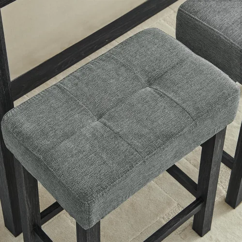 Vista 6 de Knocbel Juego de mesa de bar rectangular de altura de mostrador industrial para 3 personas con toma de corriente, juego de comedor de 4 piezas