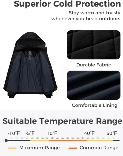 Vista 4 de Wantdo Abrigo de invierno grueso para mujer, chaqueta acolchada con capucha de piel aislada, ropa exterior