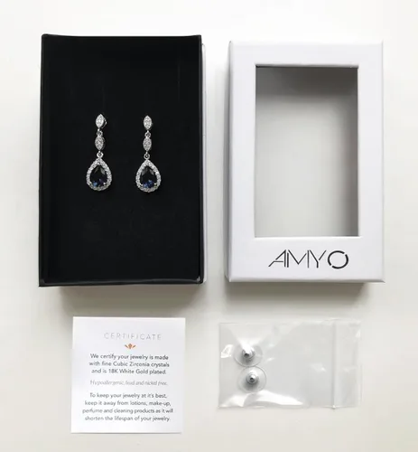 Vista 6 de A+O Elegantes pendientes de cristal de circonita cúbica en plata, oro, oro rosa