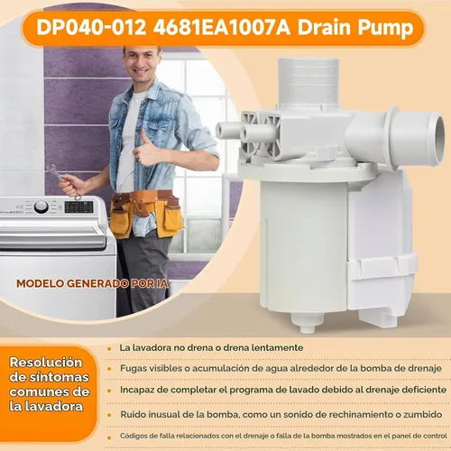 Vista 7 de DP040-012 Bomba de drenaje 4681EA1007A 5859EA1004F 5859EA1004P 5859EA1004G WH23X10020 Reemplazo para bomba de drenaje de lavadora, se adapta a