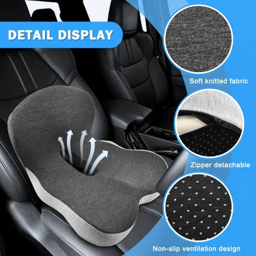 Vista 3 de Cojines de asiento integrados en forma de L de espuma viscoelástica, almohada de glúteos con soporte de espalda, cojines ergonómicos con soporte