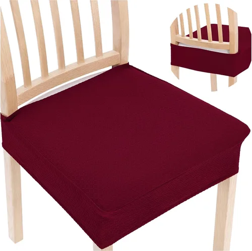 Vista 9 de Smiry Juego de 2 fundas de asiento elásticas de jacquard para sillas de comedor, extraíbles y lavables, sin fundas traseras, color azul aireado