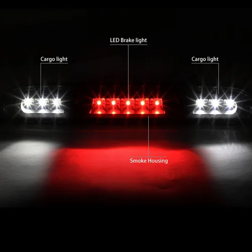 Vista 2 de DNA MOTORING 3BL-F15015-LED-BK-SM - Tercera luz de freno LED de montaje alto con carcasa negra [compatible con Ford F150 15-20 / 17-20 F250-F550 SD]