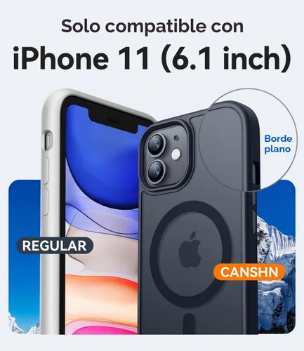 Vista 2 de CANSHN Funda magnética compatible con iPhone 11 [Compatible con Magsafe] [Translúcida Mate] Delgada fina a prueba de golpes funda protectora