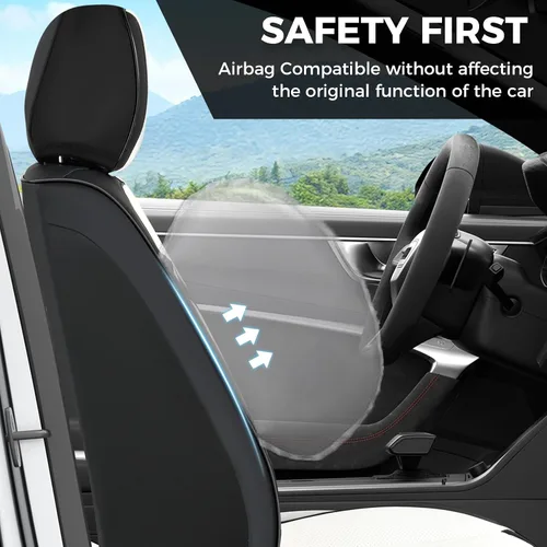 Vista 4 de Fundas de asiento delantero de automóvil, fundas de asiento de cuero para automóviles, protector de asiento impermeable transpirable, fundas