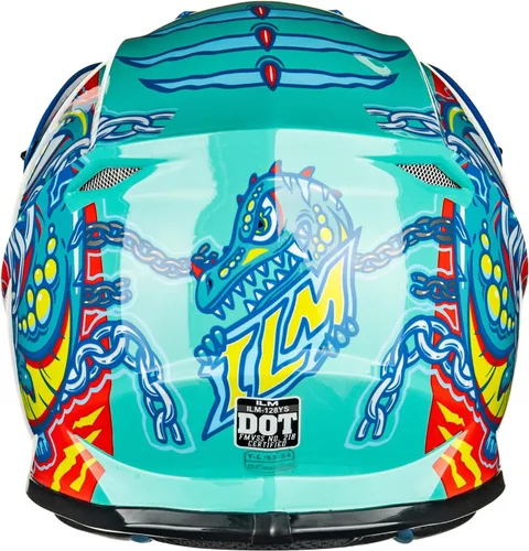 Vista 17 de ILM Casco de cara completa para motocicleta, motocross y cuatrimoto para niños y jóvenes, aprobado por el Departamento de Transporte de Estados