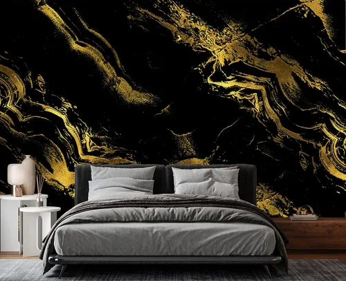 Vista 43 de Papel tapiz mural de pared 3D de metal rojo y negro para dormitorio, 137" x 100