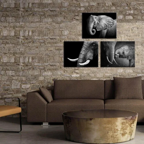 Vista 4 de KREATIVE ARTS - Lienzo de elefante blanco y negro, decoración de pared, pintura de animales, impresiones para sala de estar, oficina, impresiones