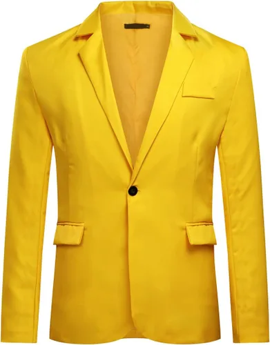 Vista 30 de YUNCLOS Chaqueta blazer casual de 1 botón con solapa con muescas para hombre