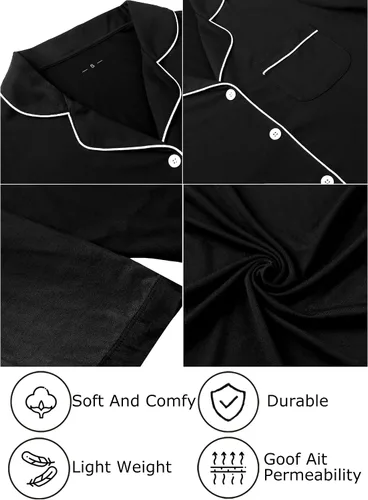 Vista 5 de Leikar Camisón de maternidad para mujer, pijama de lactancia de manga larga