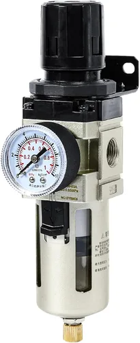 Vista 13 de Regulador de presión de aire SNS rosca hembra 1/8 NPT 0-150 PSI ajustable, con soporte y manómetro AR2000-N01
