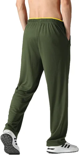 Vista 3 de FAVMARTHA Pantalones deportivos para hombre con bolsillos con cremallera, parte inferior abierta, pantalones deportivos para correr, entrenar