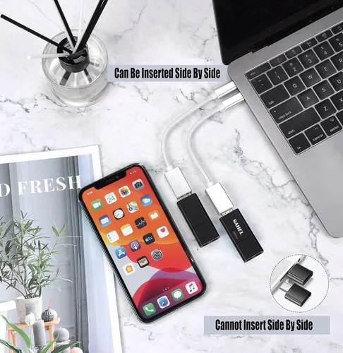 Vista 4 de OTG - Adaptador USB-C 3.0 (paquete de 2) compatible con ZTE Blade V8 Pro a funciones múltiples rápidas para respaldo, teclado, ratones