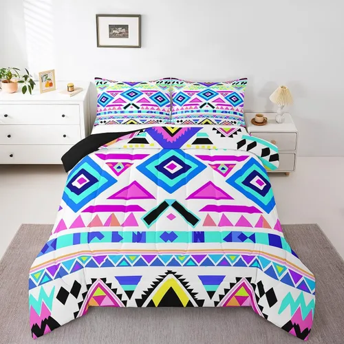 Vista 26 de Erosebridal Southwestern - Juego de edredón tamaño individual, diseño étnico étnico, geométrico, bohemio, azteca, para niños, adolescentes, adultos