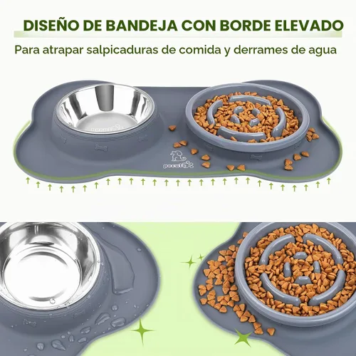 Vista 4 de Pecute Comedero Lento para Perros para Ralentizar la Alimentación, Tazón para Perros con Alimentador Lento sin Derrame con Alfombrilla de Silicona
