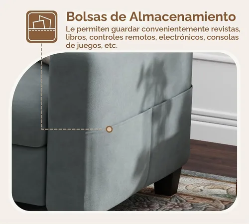 Vista 5 de Sofás modernos de 3 asientos para sala de estar con otomana