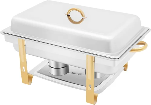 Vista 13 de Calentador de alimentos de acero inoxidable, juego de platos de bufé rectangular, estufa de buffet, juego de calentador de bufé para uso doméstico