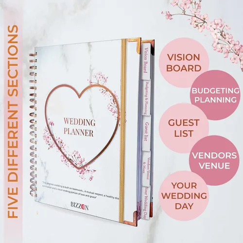 Vista 2 de Hermoso planificador de boda nupcial – 9 x 11 pulgadas planificador de bodas libro y organizador con 5 secciones con pestañas, 144 páginas