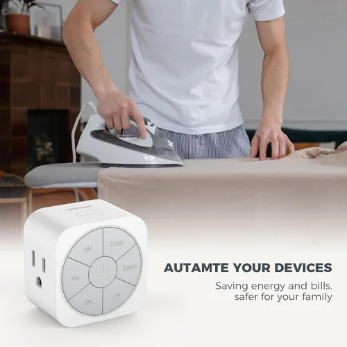 Vista 6 de Paquete de 1 enchufe temporizador para interiores, temporizadores de cuenta regresiva para enchufes eléctricos de hasta 6H para luces, plancha