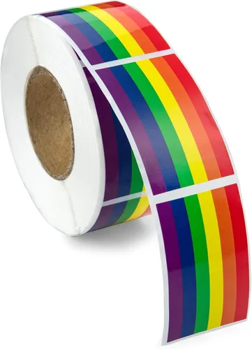 Vista 3 de Pegatinas de bandera bisexual para el mes del orgullo - Venta al por mayor Bi-Pride en un rollo (2 rollos - 500 calcomanías)