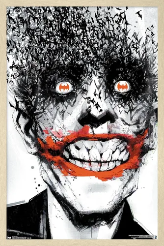 Vista 7 de Trends International DC Comics - Póster de pared de The Joker - Murciélagos, 14.725 x 22.375 pulgadas, versión enmarcada de madera de granero