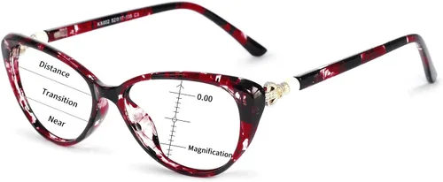 Vista 10 de MARE AZZURO Gafas de lectura progresivas multifocales con bloqueo de luz azul para mujer Cateye