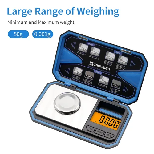 Vista 4 de Báscula de miligramo, escala de precisión de 1.76 oz/0.00 oz con peso cal de 1.76 oz Compact Pocket Mg Scale for Power Medicine,Reloading,Jewelry