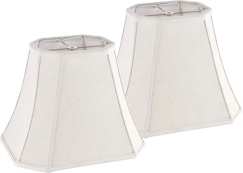 Vista 13 de GO&SO Pantalla de lámpara de esquina de corte cuadrado, 8x14x11 pulgadas, pantalla mediana para lámpara de mesa beige, tela natural hecha a mano