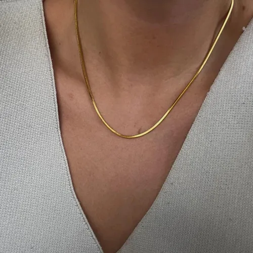 Vista 2 de JoycuFF Collar de oro para mujer, delicado collar de gargantilla en capas para mujer, caja de clip de serpiente, cuerda Figaro, collar de cadena