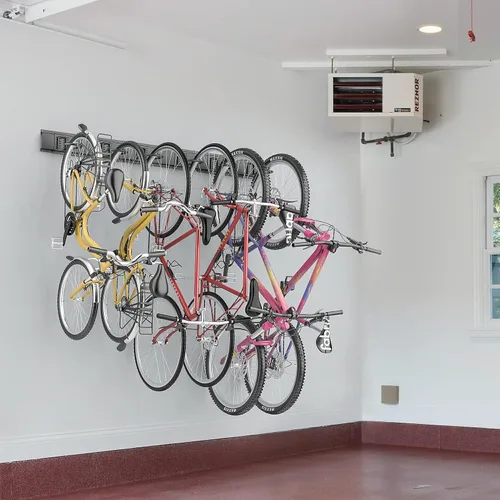 Vista 2 de WALMANN - Ganchos de bicicleta para pared de garaje, estante de almacenamiento para 6 bicicletas, ahorro de espacio