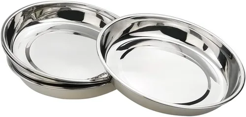 Vista 3 de Kekow Plato llano de acero inoxidable, platos redondos grandes, 10 pulgadas, paquete de 4